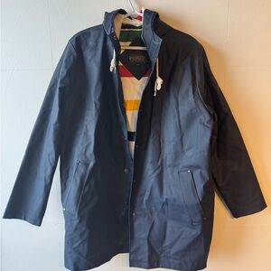 Pendleton Navy Utility Astoria Rain Jacket with Striped Lining